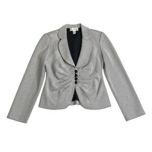 Vintage Joseph Ribkoff Veston Jacket Womens 8 Black White Striped Gathered Front
